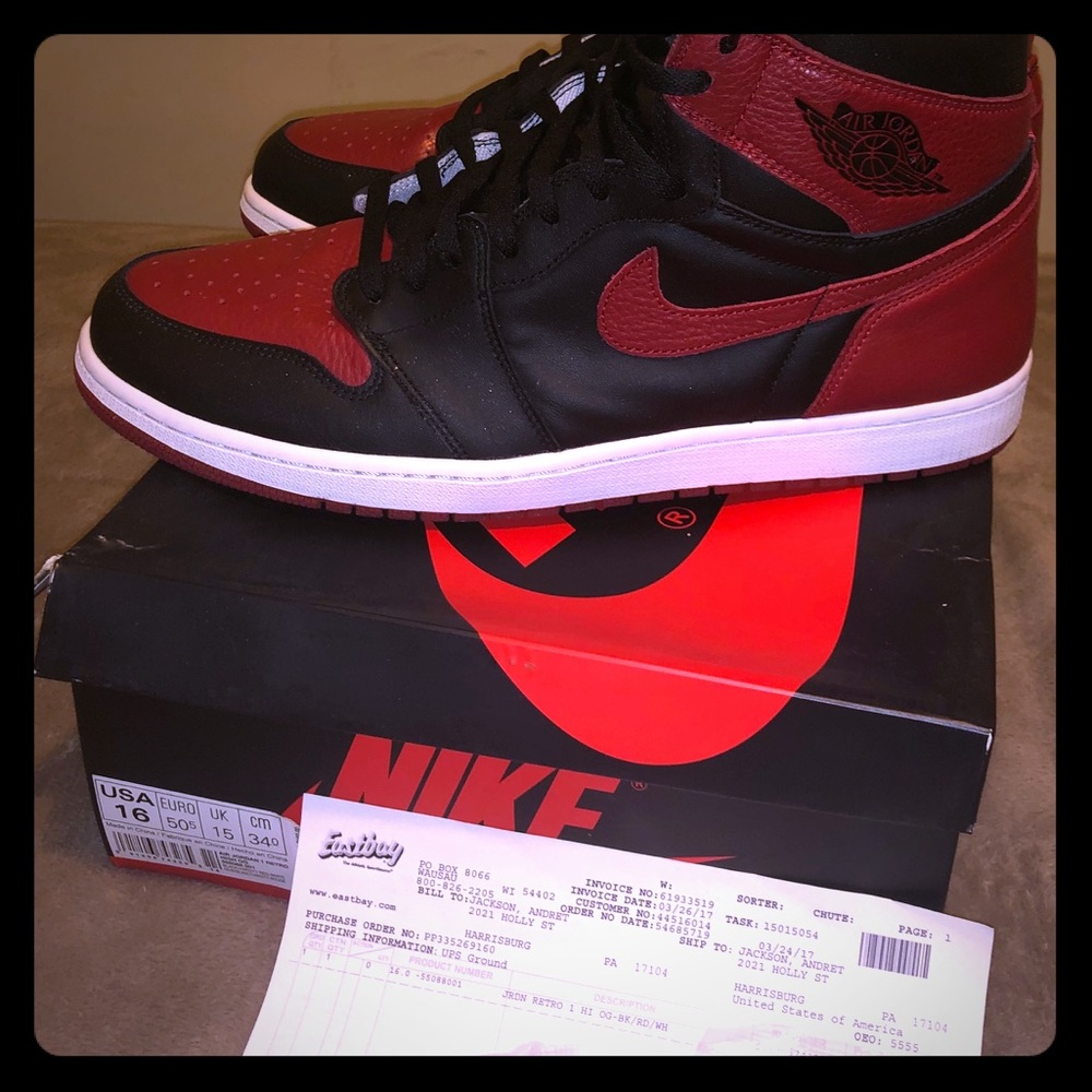 Pre Owned Air Jordan 1 “Bred” Size 16